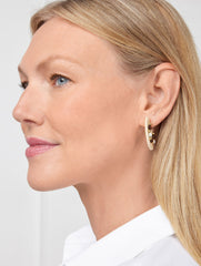 NATURAL RAFFIA/GOLD BEADED RAFFIA HOOP EARRINGS | Talbots US