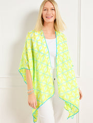 LIME CITRON MULTI DIAGONAL TILE RUANA | Talbots on sale