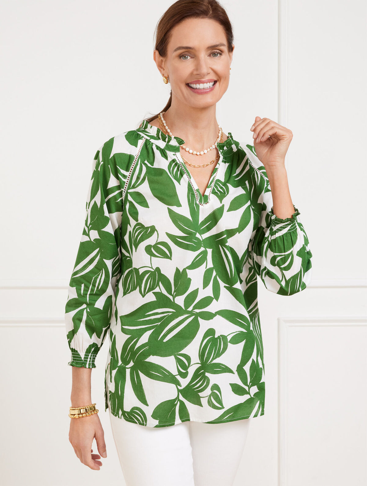 WHITE/OLIVE GROVE BOTANICAL PARADISE TUNIC | Talbots for sale