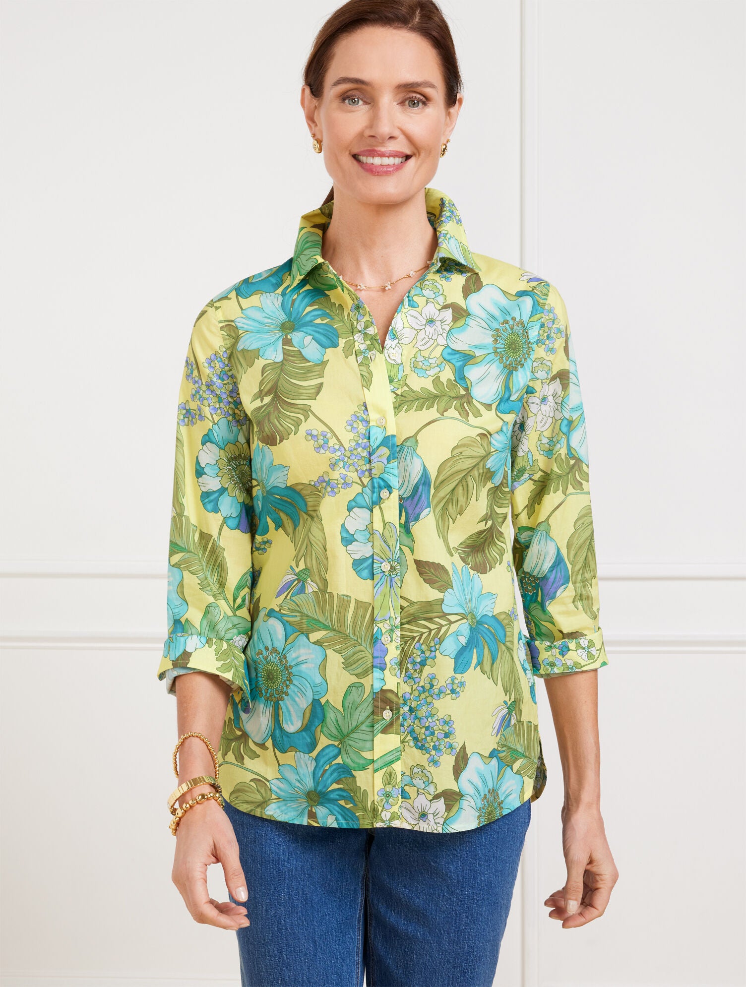CORN SILK MULTI MODERN CLASSIC SHIRT - GORGEOUS BOTANICAL | Talbots online