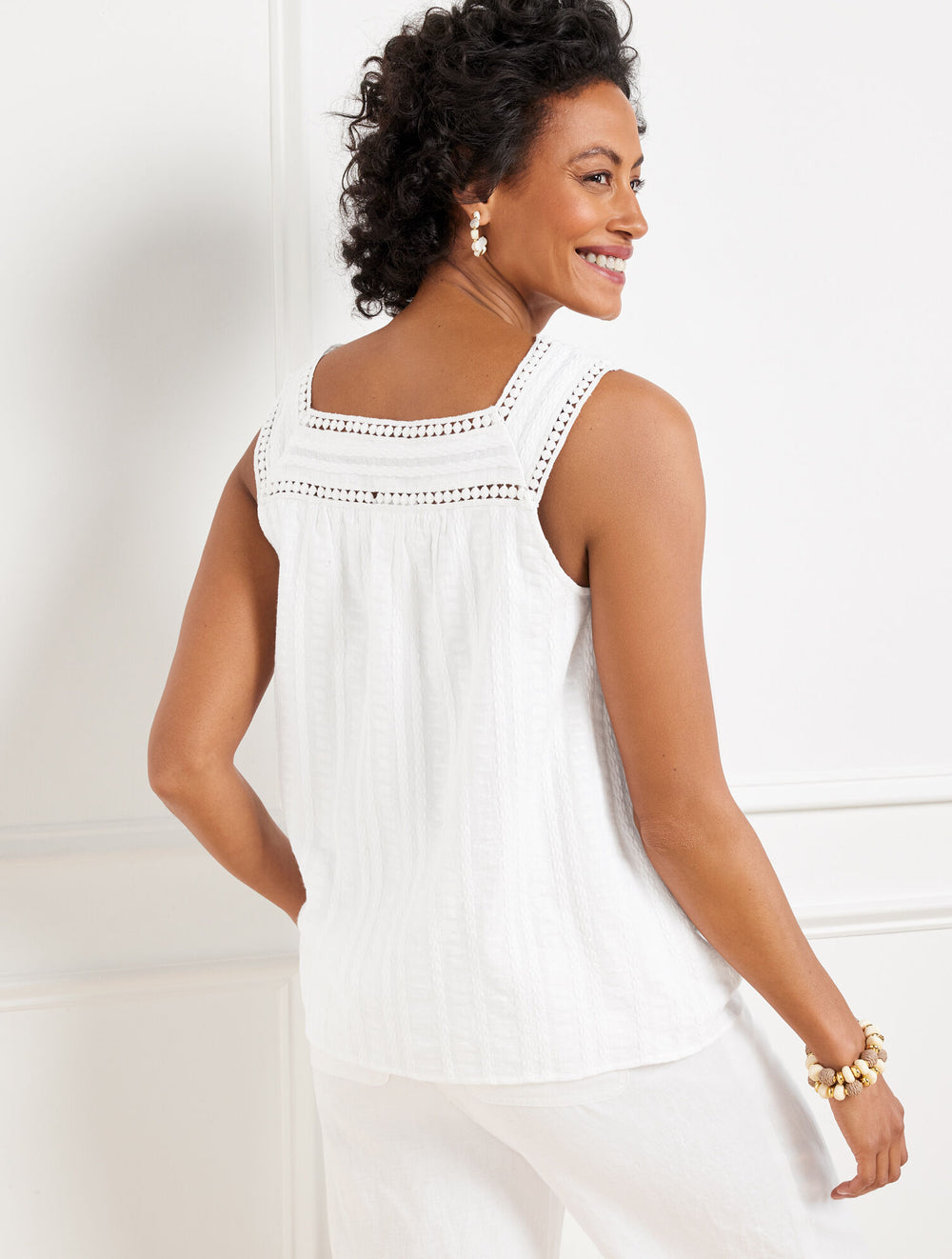 WHITE LACE TRIM SHELL | Talbots on sale