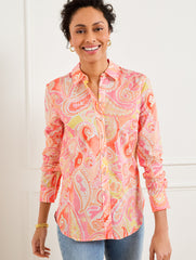 HOT CORAL MULTI MODERN CLASSIC SHIRT - VIBRANT PAISLEY | Talbots US