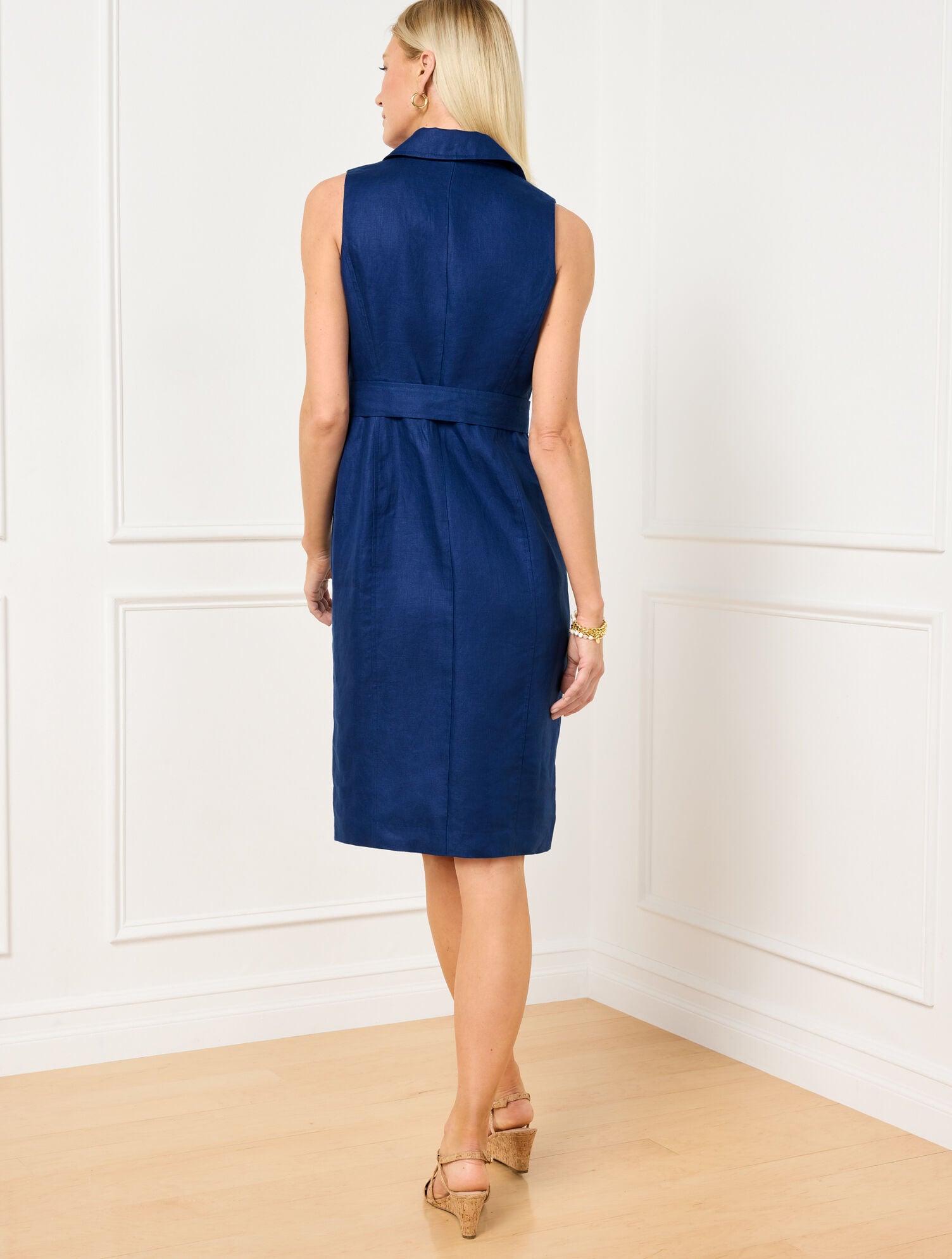 BRIGHT NAVY LUXE IRISH LINEN DRESS | Talbots sale