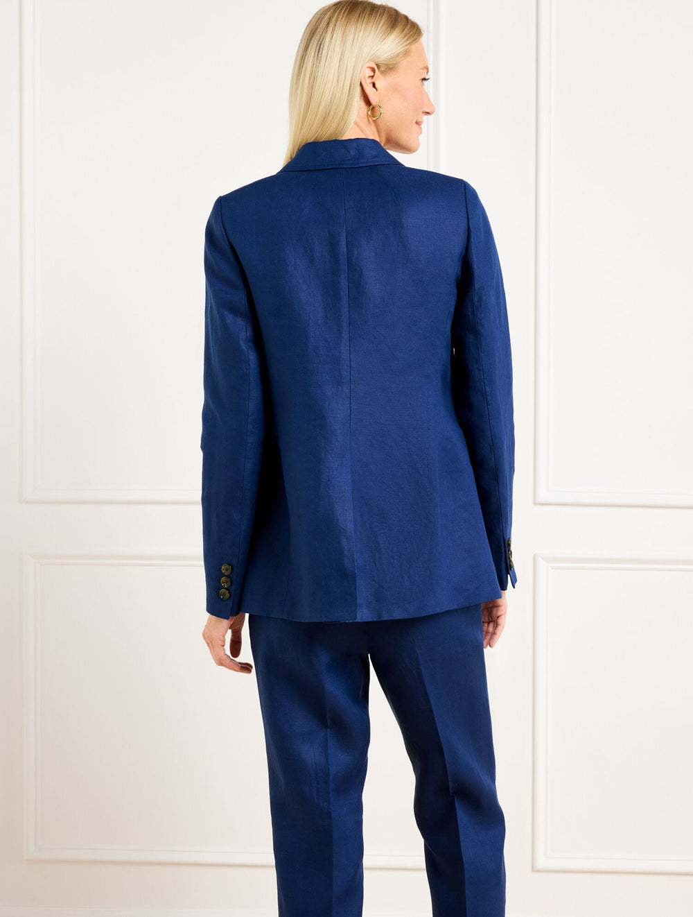 BRIGHT NAVY LUXE IRISH LINEN BLAZER | Talbots US