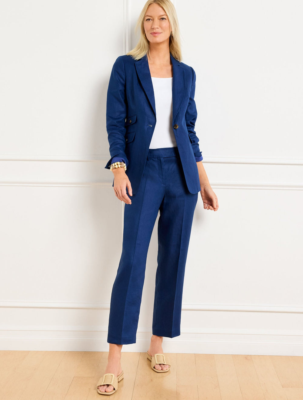 BRIGHT NAVY LUXE IRISH LINEN BLAZER | Talbots US