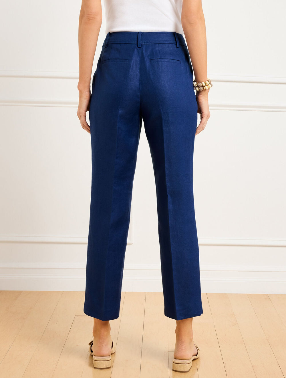 BRIGHT NAVY STRAIGHT LEG LUXE IRISH LINEN PANTS | Talbots US