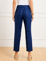 BRIGHT NAVY STRAIGHT LEG LUXE IRISH LINEN PANTS | Talbots US