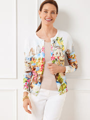 WHITE MULTI CHARMING CARDIGAN - COASTAL SCENIC | Talbots online
