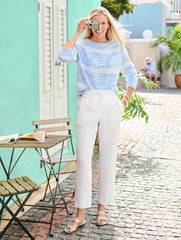 BLUEBELL/WHITE ROLL NECK SWEATER - SOLEIL STRIPE | Talbots sale