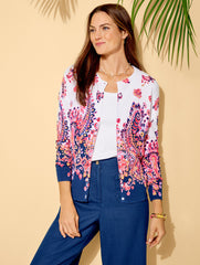 WHITE/PINK MULTI CHARMING CARDIGAN - FLORAL PAISLEY | Talbots online
