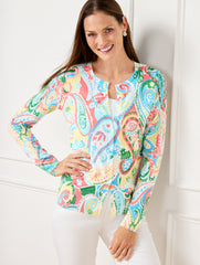 CORN SILK MULTI CHARMING CARDIGAN - VIBRANT PAISLEY | Talbots on sale