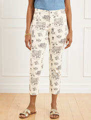 IVORY/BLACK STRAIGHT CROP JEANS - ROMANTIC VIEWS | Talbots outlet