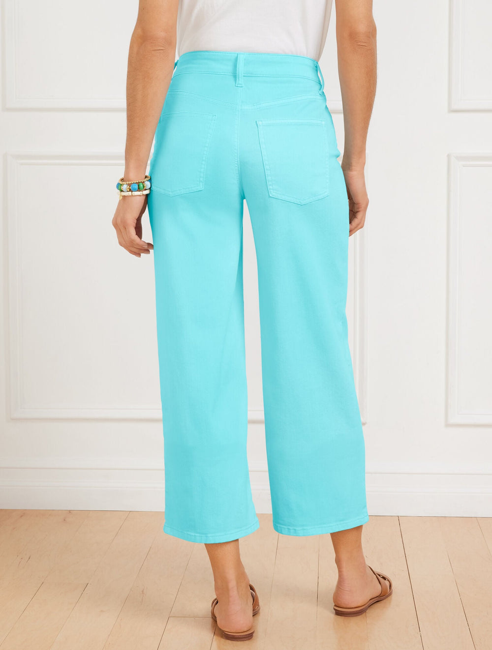 VIVID TURQUOISE HIGH WAIST WIDE CROP JEANS - VIVID TURQUOISE | Talbots online