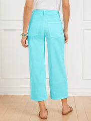 VIVID TURQUOISE HIGH WAIST WIDE CROP JEANS - VIVID TURQUOISE | Talbots online