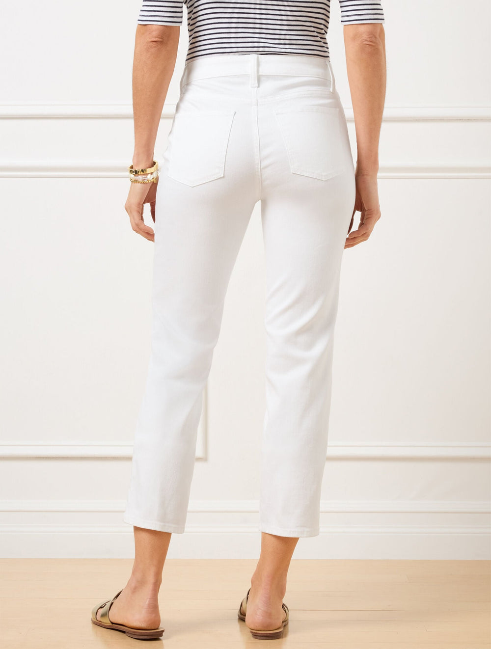 WHITE STRAIGHT CROP JEANS - WHITE | Talbots discount