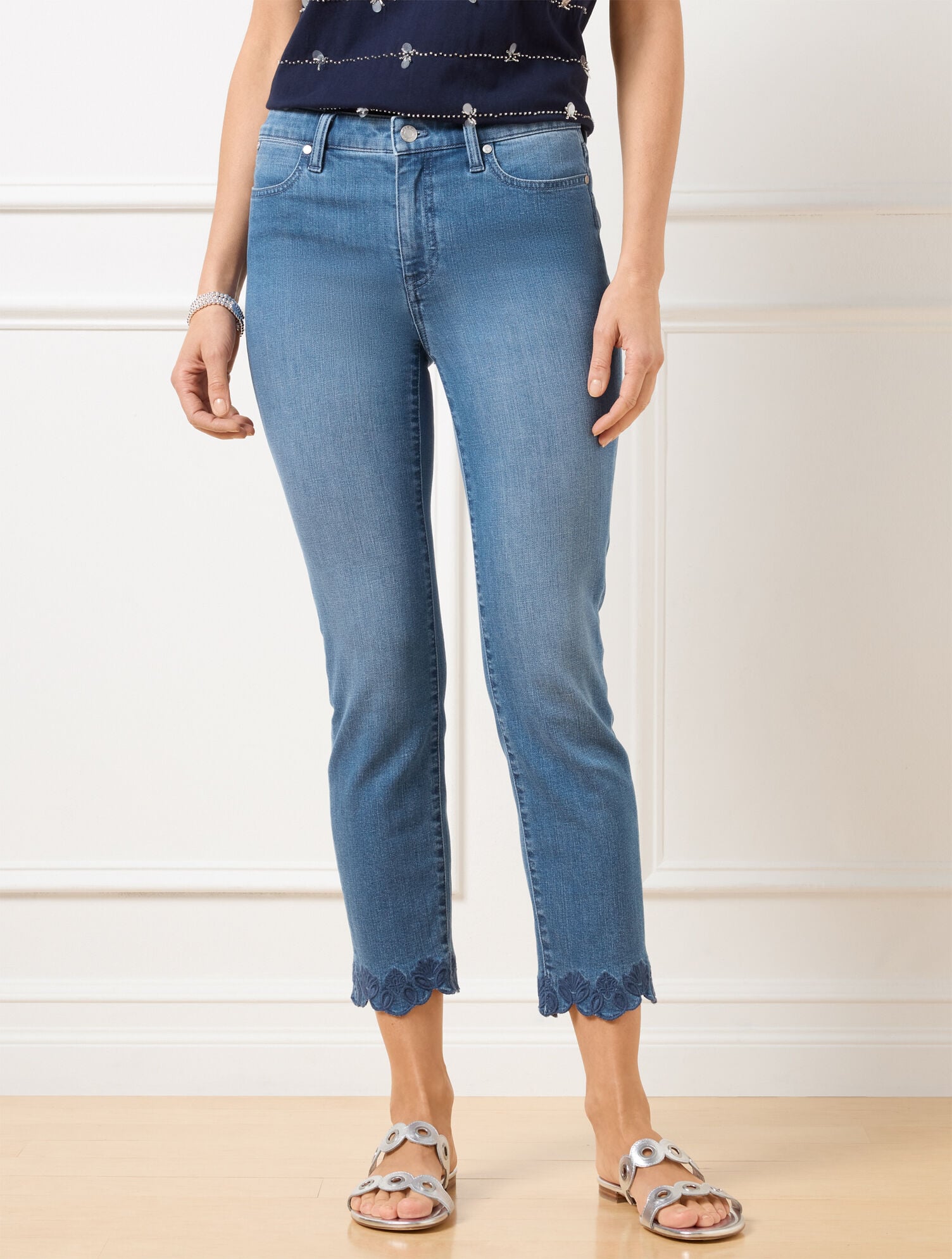 MARTINA WASH STRAIGHT CROP SCALLOP HEM JEANS - MARTINA WASH | Talbots US