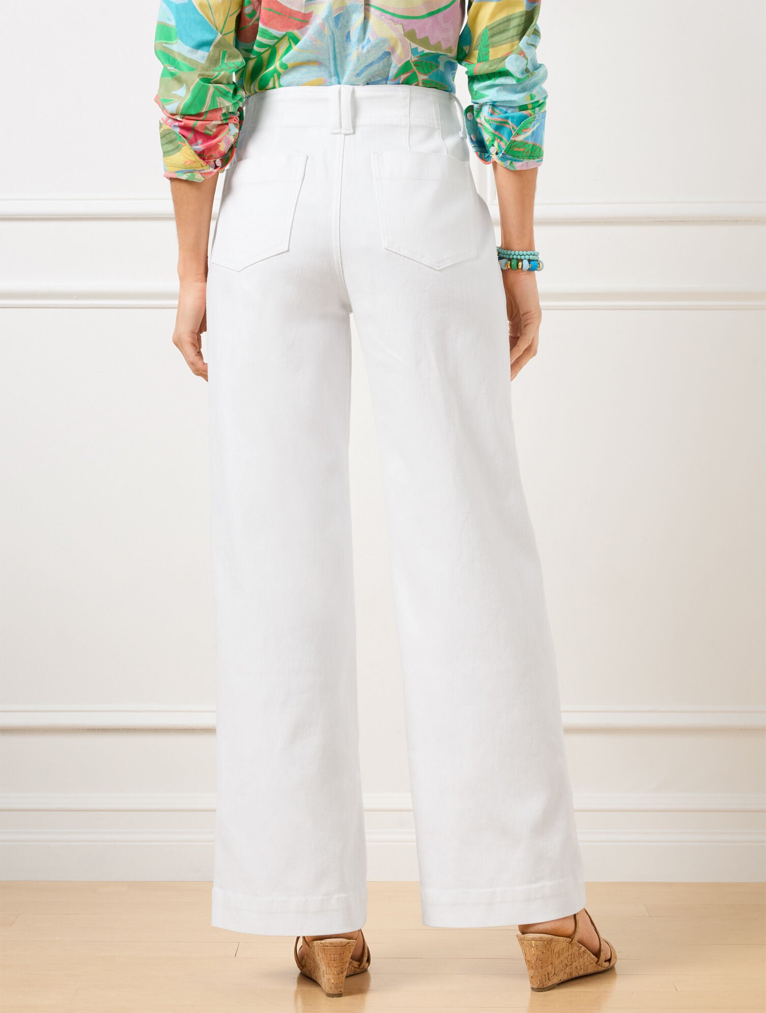 WHITE RELAXED TROUSER LEG JEANS - WHITE | Talbots online