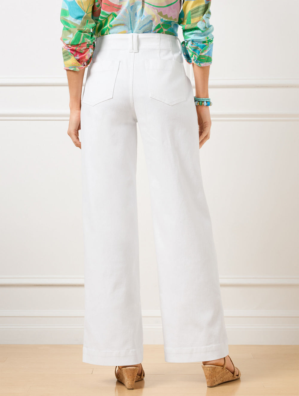 WHITE RELAXED TROUSER LEG JEANS - WHITE | Talbots online