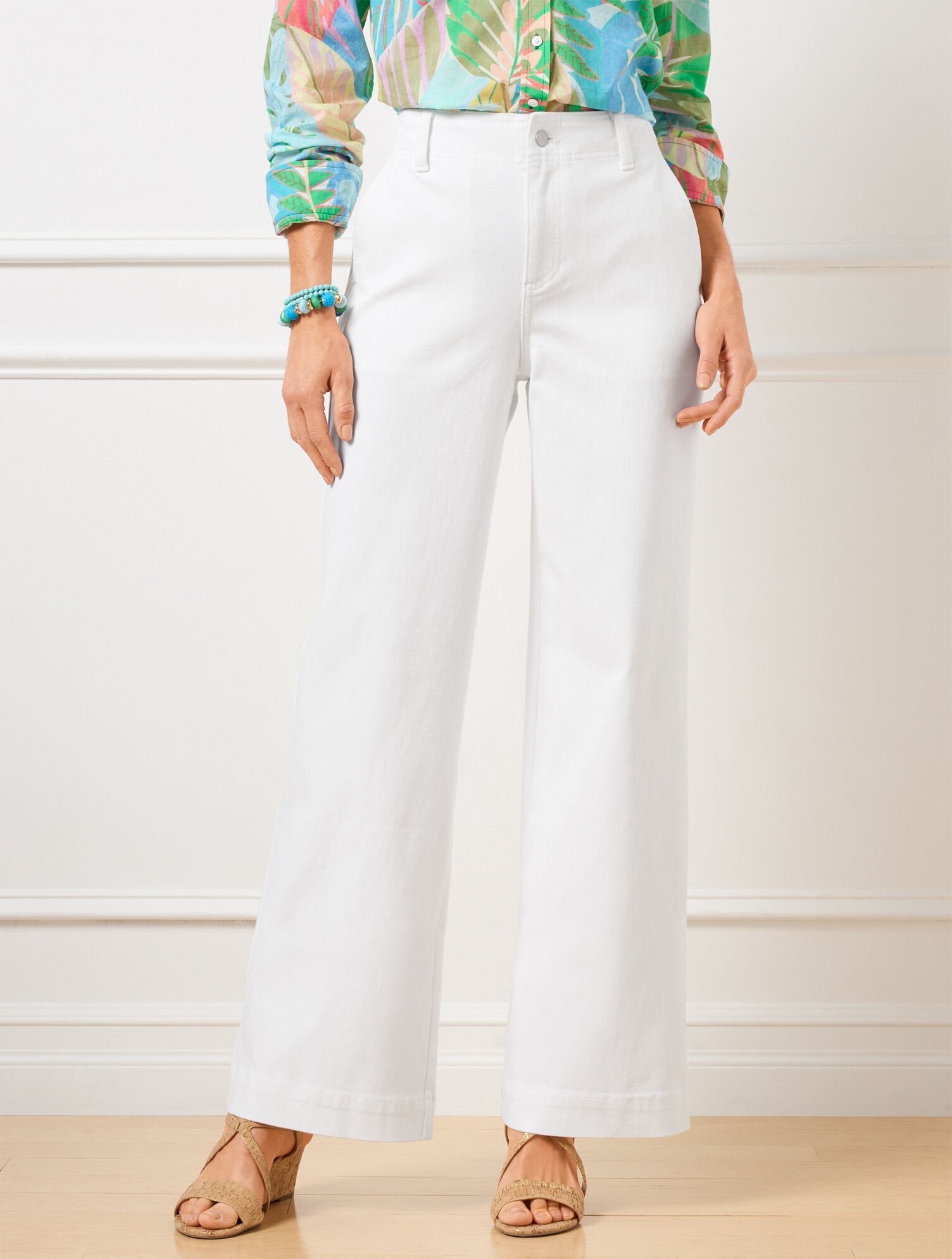 WHITE RELAXED TROUSER LEG JEANS - WHITE | Talbots online