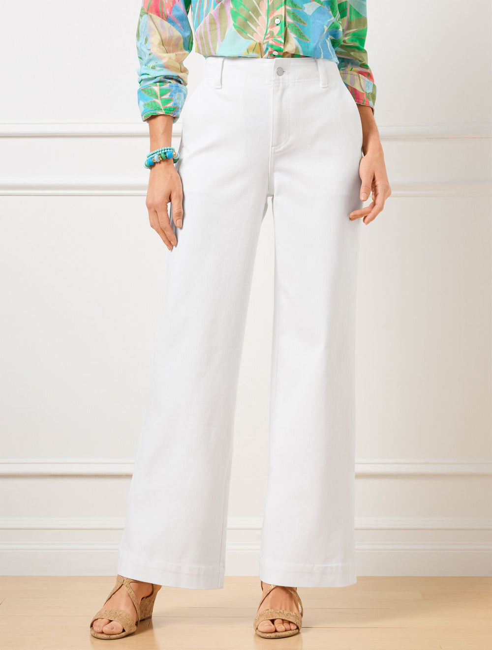 WHITE RELAXED TROUSER LEG JEANS - WHITE | Talbots online