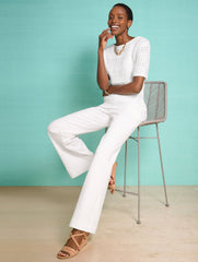 WHITE RELAXED TROUSER LEG JEANS - WHITE | Talbots online