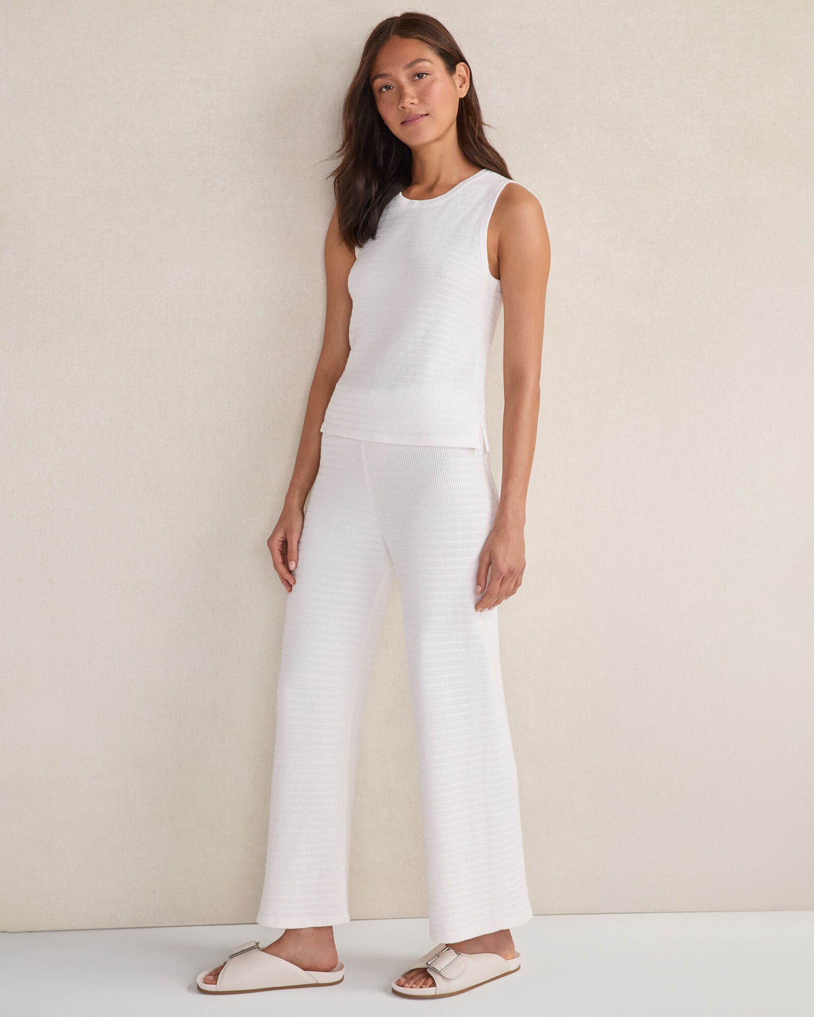 WHITE ORGANIC COTTON LINEAR STITCH STRAIGHT LEG PANTS | Talbots near me