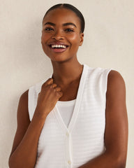 WHITE ORGANIC COTTON LINEAR STITCH DUSTER | Talbots on sale