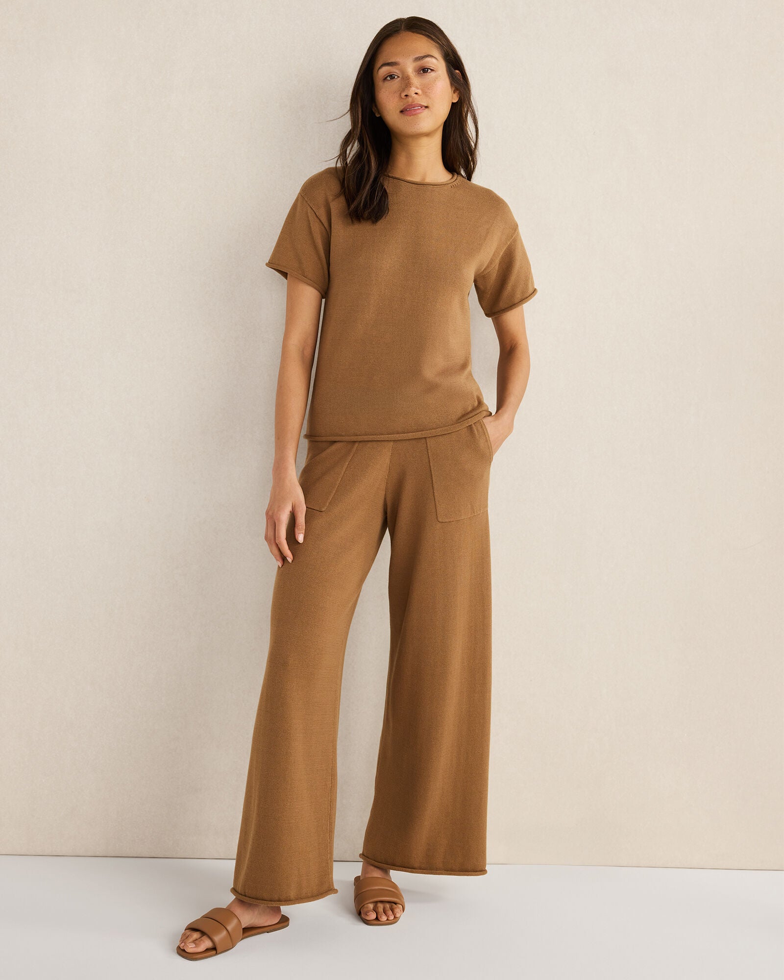 OCHRE ORGANIC COTTON KNIT PANTS | Talbots US