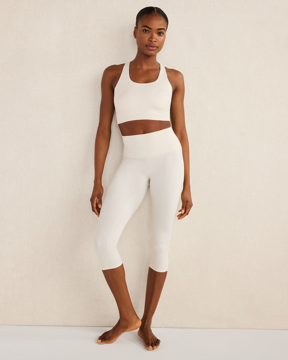 BLACK|LIGHT STONE BALANCE CAPRI LEGGINGS | Talbots discount