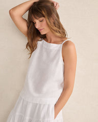 WHITE LINEN SQUARE NECK TANK TOP | Talbots for sale