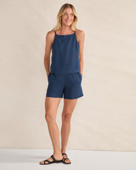 TWILIGHT|WHITE LINEN SQUARE NECK TANK TOP | Talbots outlet