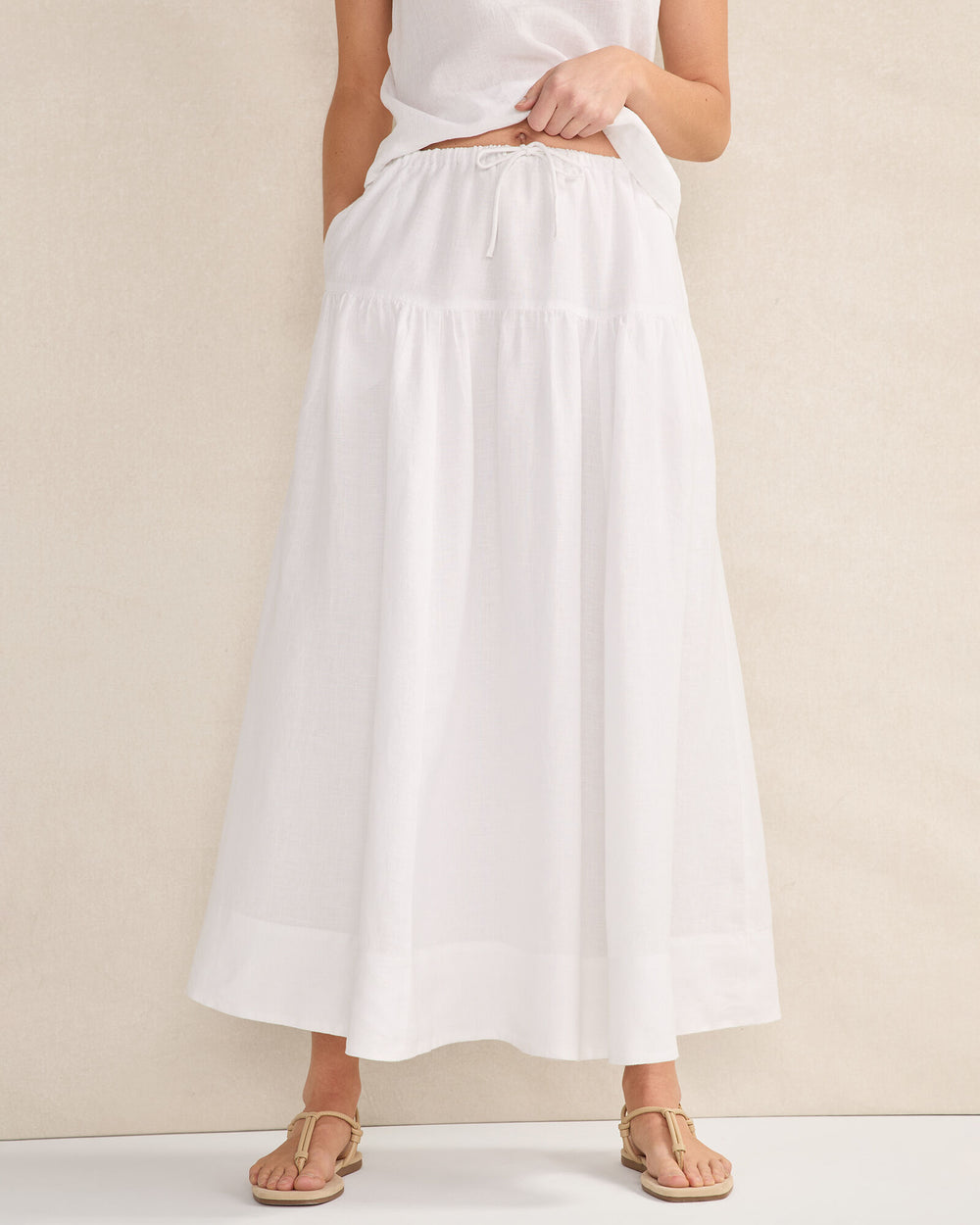 WHITE LINEN TIERED MAXI SKIRT | Talbots US