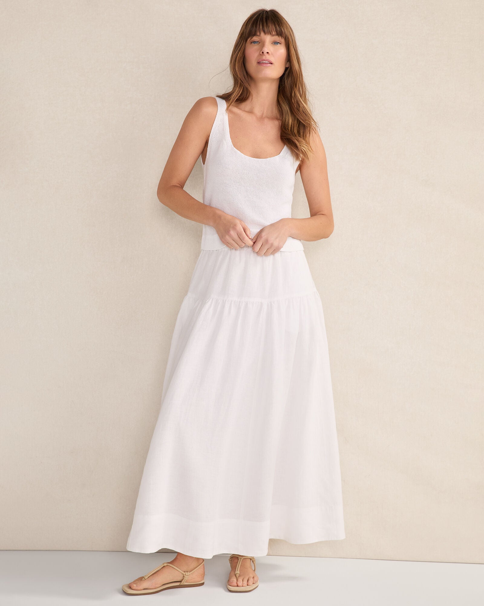WHITE LINEN TIERED MAXI SKIRT | Talbots US