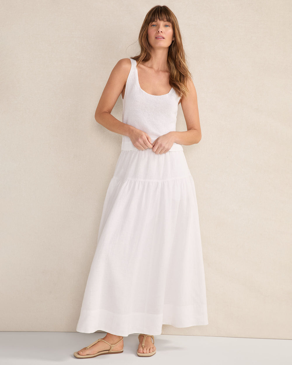 WHITE LINEN TIERED MAXI SKIRT | Talbots US