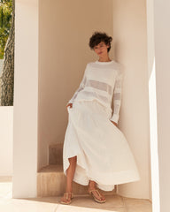 WHITE LINEN TIERED MAXI SKIRT | Talbots US