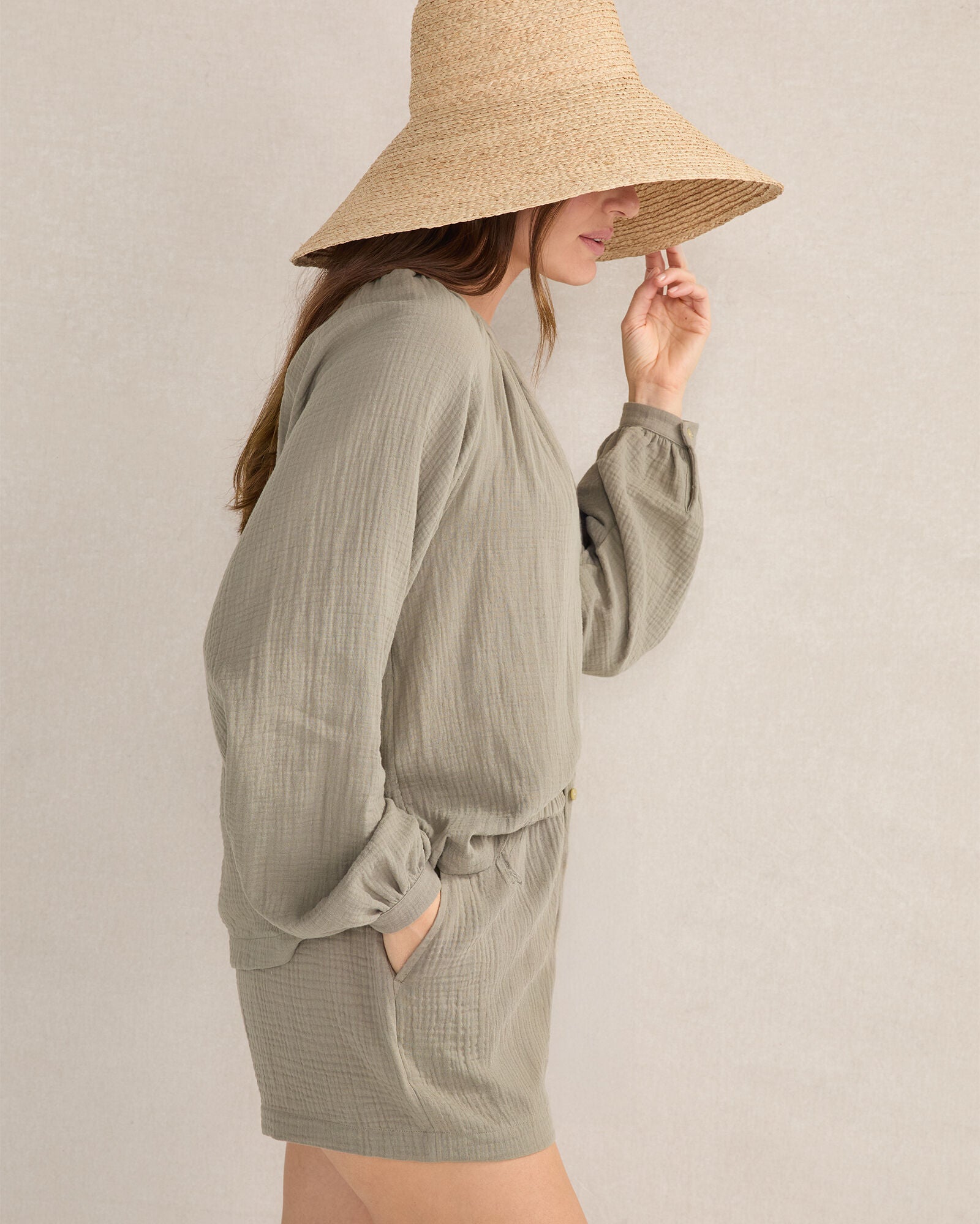 PEAR SORBET|VETIVER ORGANIC COTTON GAUZE SHORTS | Talbots online