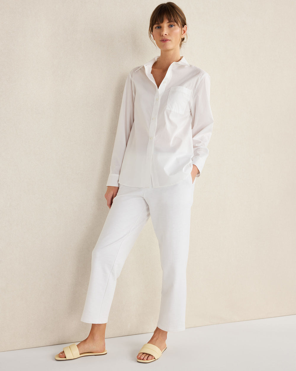 WHITE ORGANIC COTTON POPLIN BUTTON DOWN TOP | Talbots US