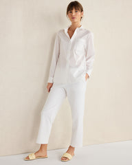 WHITE ORGANIC COTTON POPLIN BUTTON DOWN TOP | Talbots outlet