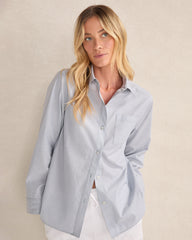 WHITE ORGANIC COTTON POPLIN BUTTON DOWN TOP | Talbots US