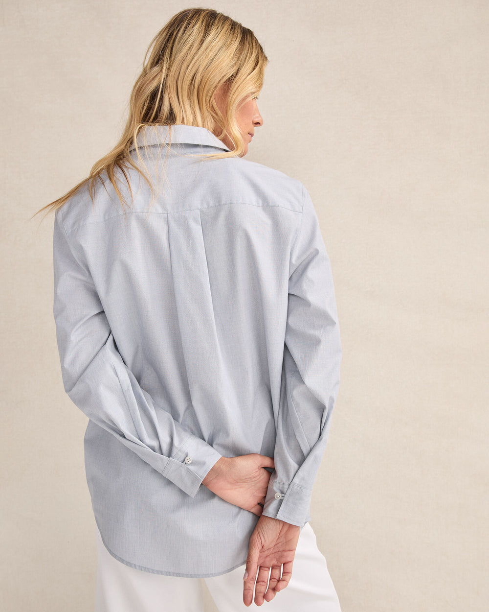 WHITE ORGANIC COTTON POPLIN BUTTON DOWN TOP | Talbots US