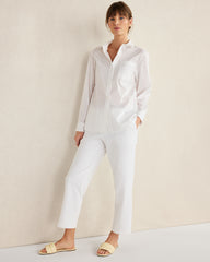 WHITE ORGANIC COTTON POPLIN BUTTON DOWN TOP | Talbots US