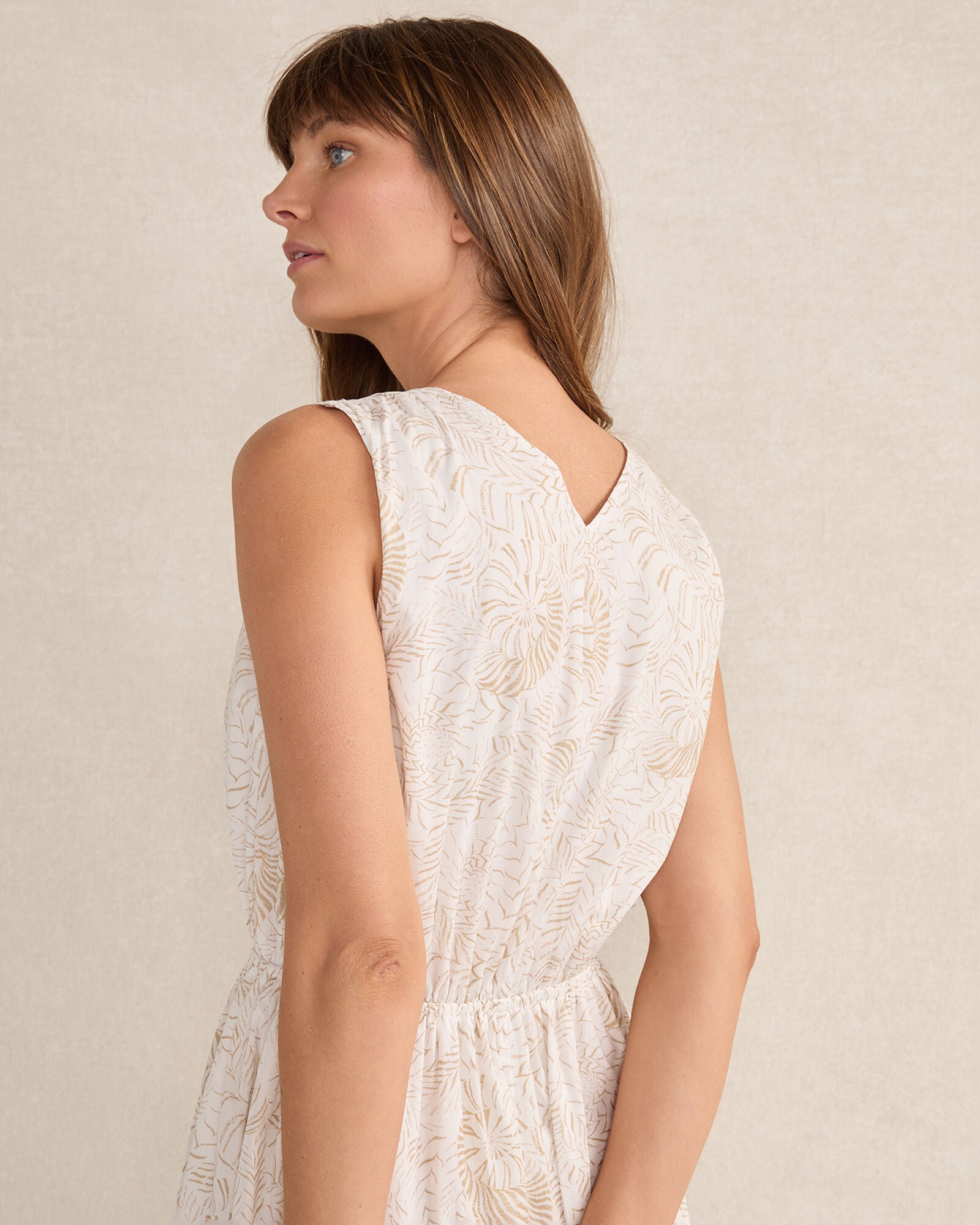 CORTADO MULTI SHELLS COTTON VOILE BLEND SHELL MIDI DRESS | Talbots outlet