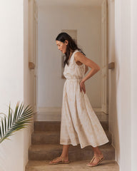 CORTADO MULTI SHELLS COTTON VOILE BLEND SHELL MIDI DRESS | Talbots outlet