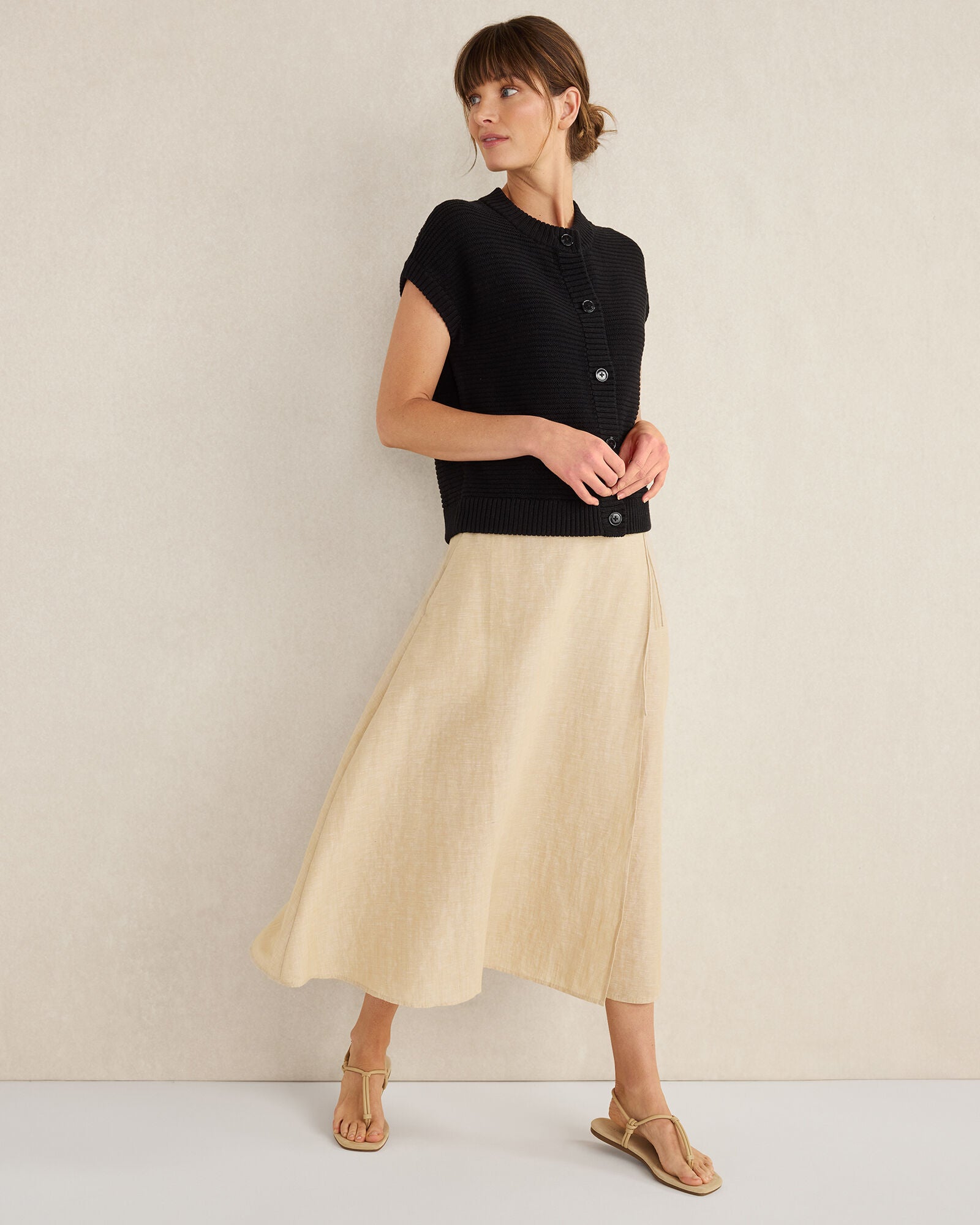CORTADO CROSSDYE ORGANIC COTTON LINEN WRAP SKIRT | Talbots near me