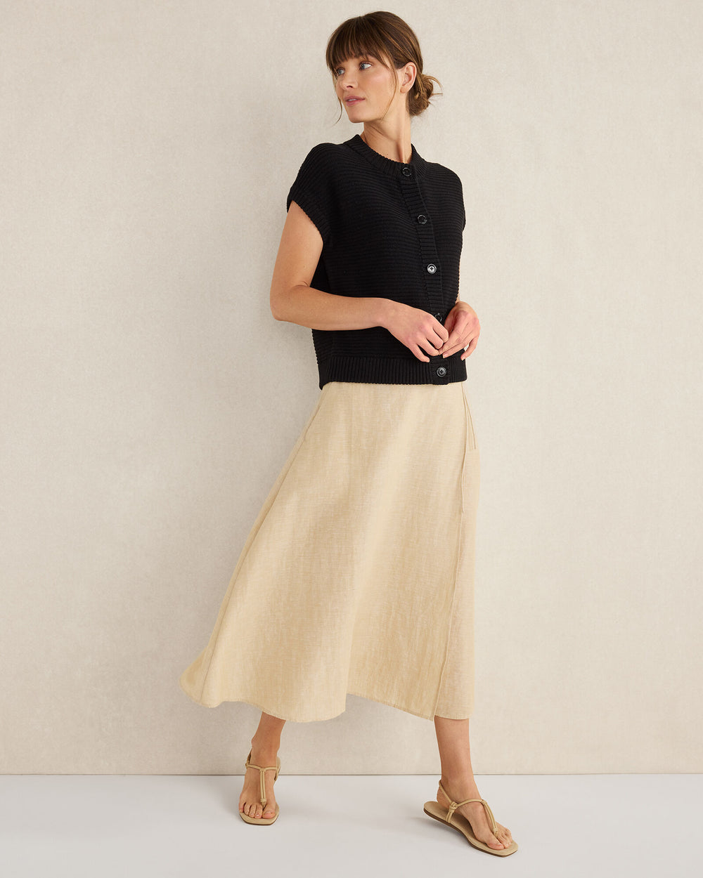 CORTADO CROSSDYE ORGANIC COTTON LINEN WRAP SKIRT | Talbots near me
