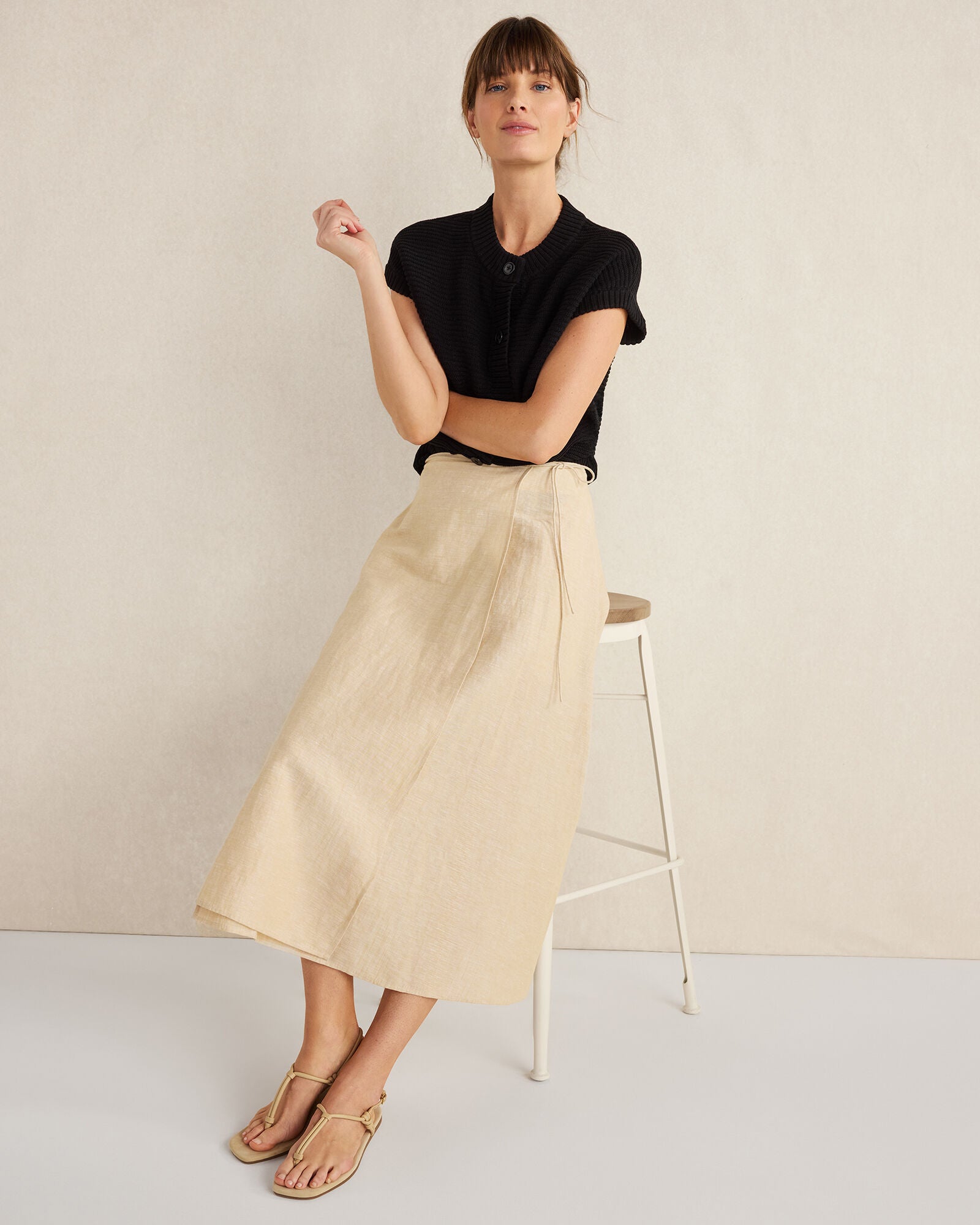 CORTADO CROSSDYE ORGANIC COTTON LINEN WRAP SKIRT | Talbots near me