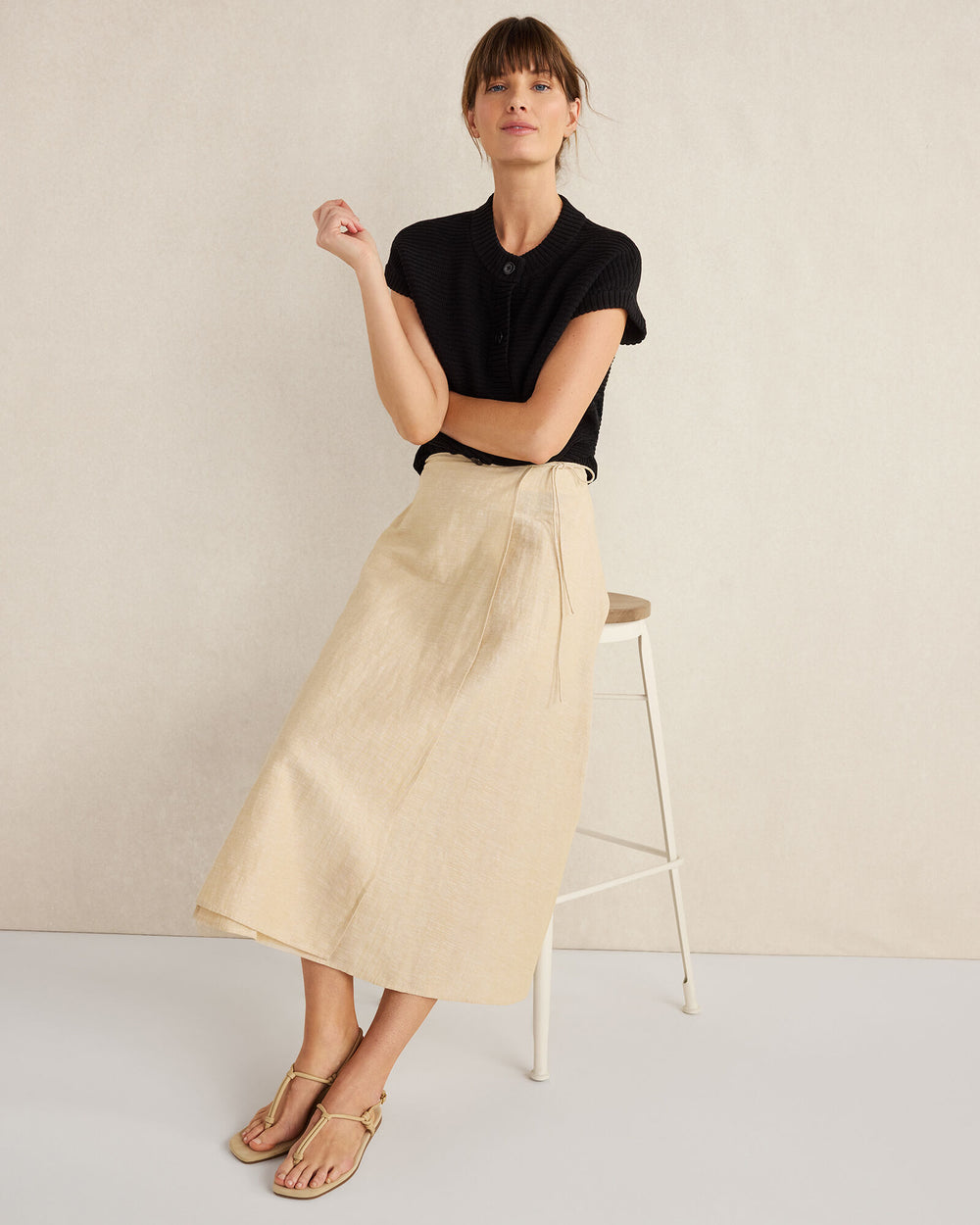 CORTADO CROSSDYE ORGANIC COTTON LINEN WRAP SKIRT | Talbots near me