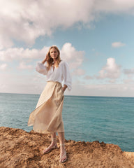 CORTADO CROSSDYE ORGANIC COTTON LINEN WRAP SKIRT | Talbots near me