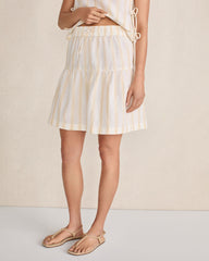 DESERT MULTI OMBRE STRIPE ORGANIC COTTON LINEN TIERED SKIRT | Talbots for sale