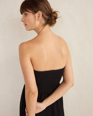 BLACK|HAZE ORGANIC COTTON CRINKLE GAUZE STRAPLESS DRESS | Talbots online